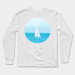 Tranquility - White sailboat Sailing in pretty blue waters Long Sleeve T-Shirt